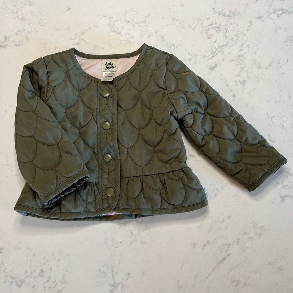 OshKosh B’Gosh Quilted Peplum Jacket, Olive Green, 12-18 months